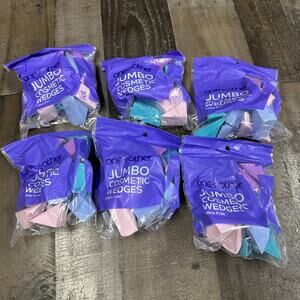 JUMBO COLORED COSMETIC WEDGES 15 COUNT LATEX FREE [6 PACK] 90 Total Wedges